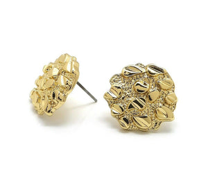 Unisex Hip Hop Style Iced out Gold plated Cookie Nugget Fashion Stud Earrings