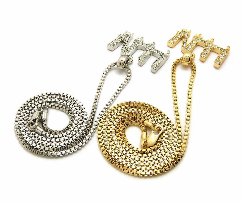 ICED OUT RAPPER'S MINI LUV PENDANT & 20", 24" BOX CHAIN HIP HOP NECKLACE SET