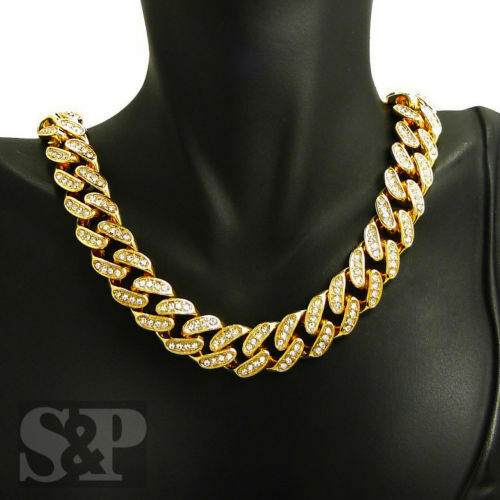 Hip Hop Iced Out Cuban Choker Chain & Muslim Allah Pendant w/ box chain necklace set