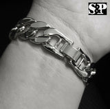 Hip Hop White Gold Plated 8.5" CZ Full Iced Out Praying Hands Cuban Bracelet
