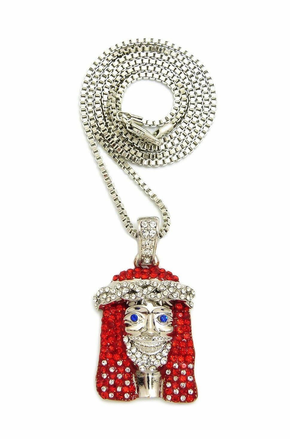 ICED OUT Lil Yachty RED JESUS FACE SMALL PENDANT 24 CHAIN HIP HOP N