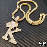Hip Hop Quavo Choker 16" Full Iced Cuban & 1 ROW DIAMOND CHAIN & "K" Necklace