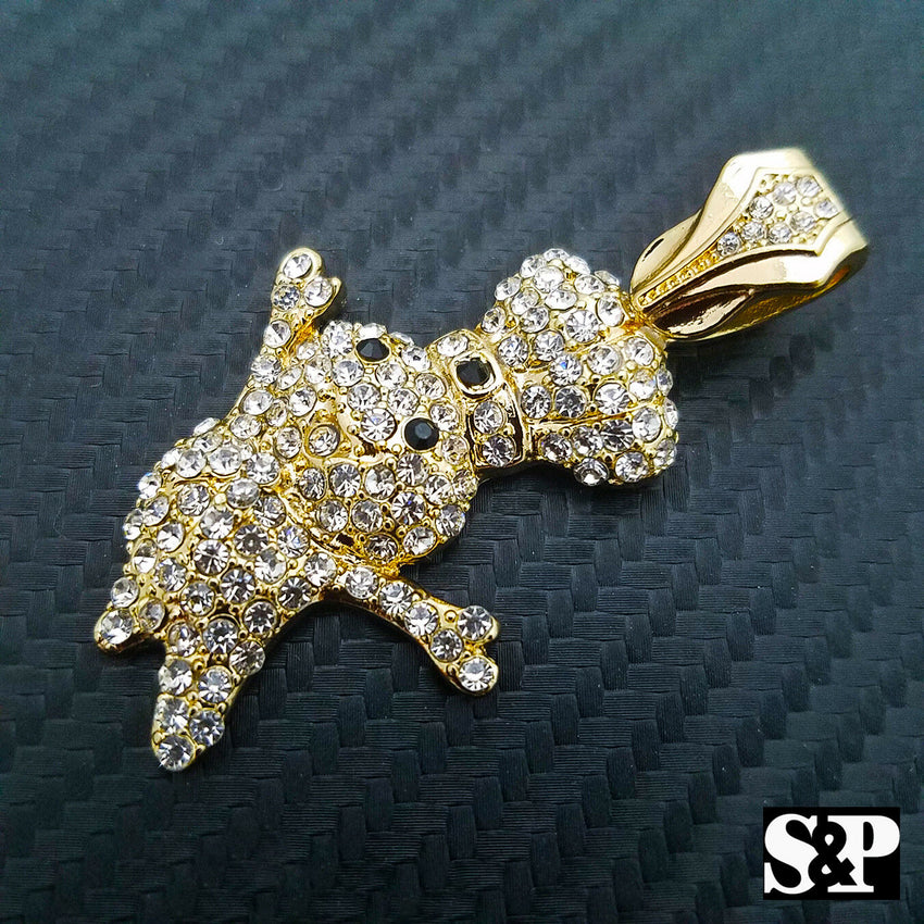 HIP HOP ICED OUT LAB DIAMOND 14K GOLD PLATED RAPPER'S BLING SMALL DOUGHBOY PENDANT