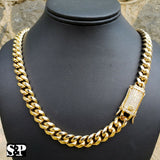 Hip Hop Gold PT Lab Diamond Iced Lock 10mm 24", 30 Miami Cuban Chain Necklace