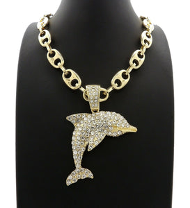 Hip Hop Iced out YOUNG DOLPH Dolphin Pendant & 20