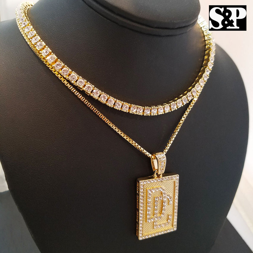 Hip Hop Quavo Choker 16" 1 ROW DIAMOND TENNIS CHAIN & Pharaoh King Necklace Set
