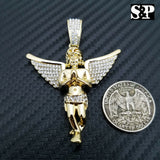 HIP HOP ICED OUT RAPPER STYLE LAB DIAMOND 14K GOLD PLATED BABY ANGEL PENDANT