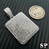 HIP HOP FULL ICED OUT LAB DIAMOND WHITE GOLD PLATED BLING LARGE SQUARE PENDANT