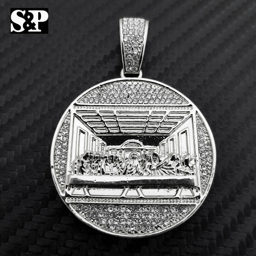 HIP HOP ICED LAB DIAMOND WHITE GOLD PLATED LAST SUPPER PENDANT