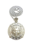 HIP HOP ICED OUT WHITE GOLD PLATED MEDUSA PENDANT & 4mm 24" ROPE CHAIN NECKLACE