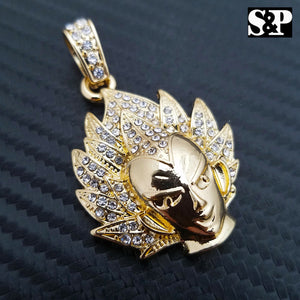 ICED HIP HOP GOLD PLATED DRAGON BALL VEGETA CARTOON CHARACTER CHARM PENDANT