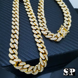 Hip Hop Egyptian Pharaoh Pendant & 12mm 30" Full Iced Cuban Link Chain Necklace