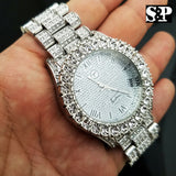 Men Hip Hop Iced Bling White Gold PT Rapper's Bling Simulated Diamond Watch
