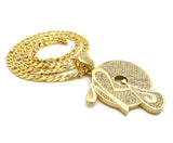 Iced Out Hip Hop Rocafella Pendant & 7mm 30" Lab Diamonds Figaro Chain Necklace