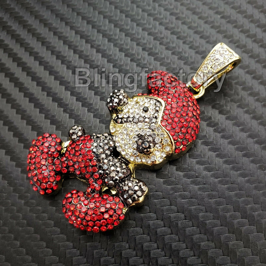 HIP HOP ICED OUT GOLD PT BLING BRASS MICRO PAVE STONES SMURF CHARM PENDANT