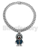 Hip Hop CZ ESKIMO pendant & 12mm 18" Full Iced Cuban Choker Chain Necklace