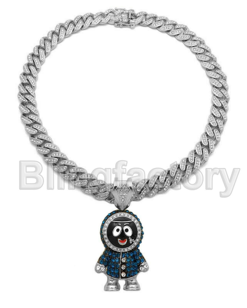 Hip Hop CZ ESKIMO pendant & 12mm 18" Full Iced Cuban Choker Chain Necklace