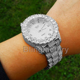 Men's Hip Hop Iced out White Gold PT Rapper Bling BIG Simulated Diamond Watch