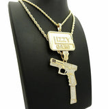 Hip Hop Iced Out 37 Rip Mary & Glizzy Gang Pendant 24",30" Chain 2 Necklace Set