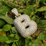Hip Hop Bubble Letter "B" Brass Pendant & 18" 1 Row Tennis Choker Chain Necklace