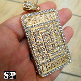 HIP HOP ICED OUT GOLD PLATED LAB DIAMOND RAPPER'S LARGE DREAM CHASERS DC PENDANT