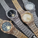 Luxury Men's Iced Rapper's Lab Diamond Metal Band Dress Clubbing wrist Watch