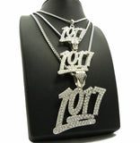 Iced Hip Hop 3pcs of 1017 Pendant w/ 20",24",30" Box Chain 3 Necklace Set