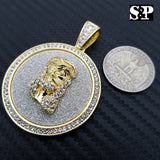 HIP HOP ICED OUT LAB DIAMOND GOLD PLATED JESUS FACE MEDALLION PENDANT