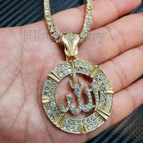 Hip Hop Muslim Allah pendant & 18" Full Iced Cuban & 1 ROW DIAMOND Choker Chain