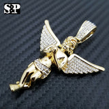 HIP HOP ICED OUT RAPPER STYLE LAB DIAMOND 14K GOLD PLATED BABY ANGEL PENDANT