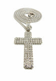 Hip Hop Full Iced Shiny Cross Pendant & 24" Box, Cuban, Rope Chain Necklace