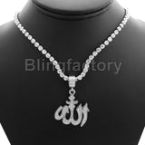 Hip Hop Iced Muslim Allah Pendant & 1 Row Diamond Tennis Choker Chain Necklace