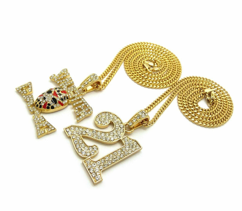 ICED OUT SAVAGE 21 & SLAUGHTER GANG PENDANT & CUBAN CHAINS HIP HOP NECKLACE SET