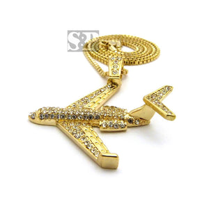 Hip Hop Iced Rapper Fly Airplane Pendant & 2mm 24