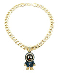Hip Hop Iced out Eskimo Pendant & 11mm 20" Miami Cuban Choker Chain Necklace