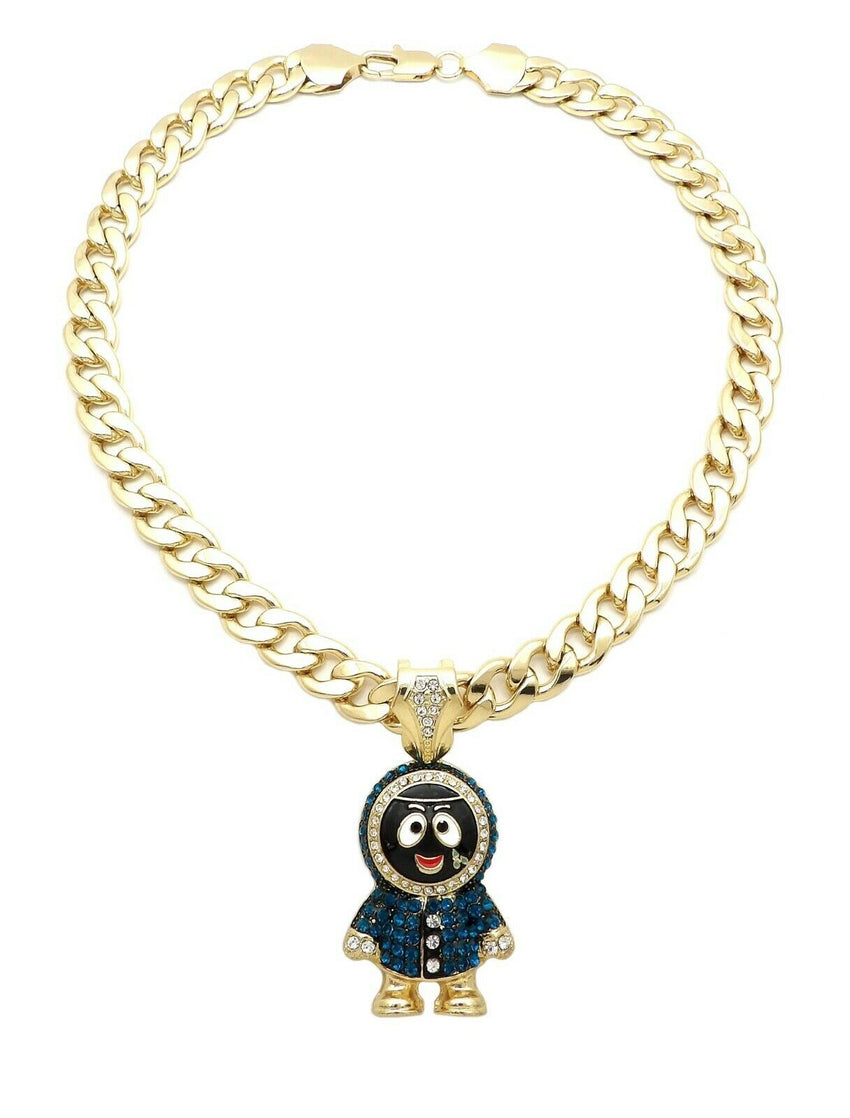 Hip Hop Iced out Eskimo Pendant & 11mm 20" Miami Cuban Choker Chain Necklace