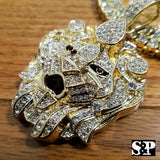 HIP HOP ICED OUT RAPPER STYLE LAB DIAMOND GOLD PLATED LARGE LION HEAD PENDANT