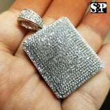 HIP HOP FULL ICED OUT LAB DIAMOND WHITE GOLD PLATED BLING LARGE SQUARE PENDANT