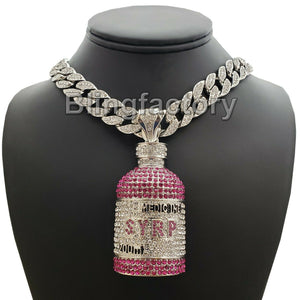 Hip Hop Lab Diamond Syrup Bottle Pendant & 18