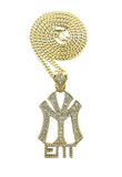ICED OUT HIP HOP YOUNG MONEY ENT PENDANT & 3mm 24" CUBAN CHAIN NECKLACE