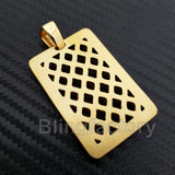 HIP HOP ICED OUT STAINLESS STEEL LAB DIAMOND GOLD PLATED SQUARE PENDANT