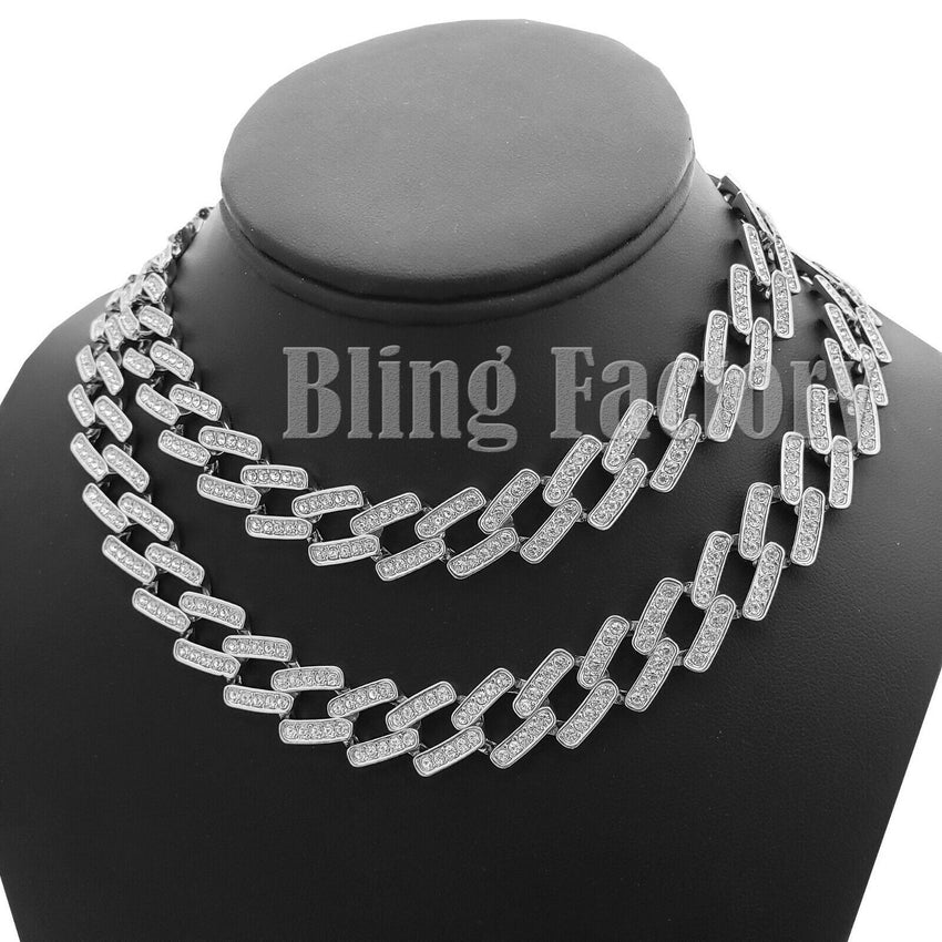 Iced Out Hip Hop Rapper's 8.5", 16",18", 20" Prong Miami Cuban Choker Necklace