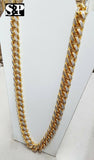 Hip Hop Rapper Iced Out 17mm 30" Brass Gold Plated Miami Cuban Chain Necklace