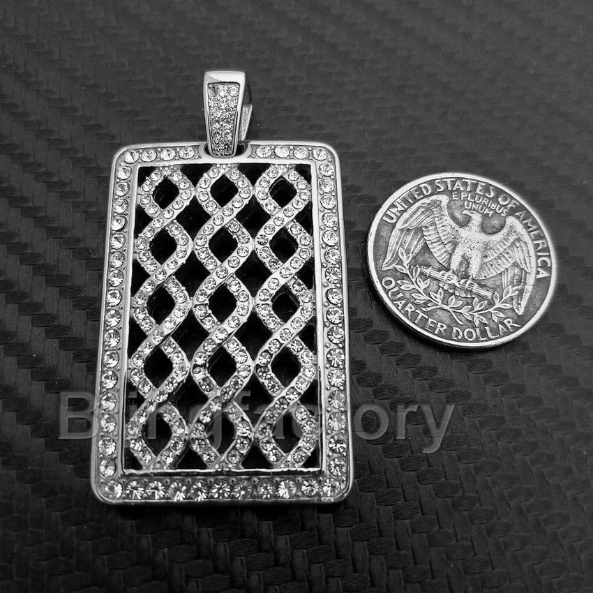 HIP HOP ICED OUT STAINLESS STEEL LAB DIAMOND URBAN STYLE SQUARE PENDANT