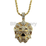 Iced out Saw Inspired & Lion Head Pendant & 24" 30" Rope, Cuban Chain Necklace Set