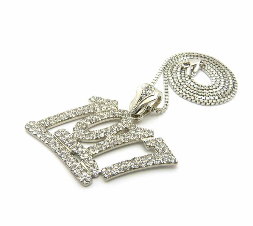 Iced Out Rapper's Number 1017 Pendant & 24" Box, Cuban Chain Hip Hop Necklace