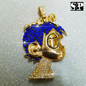 FULL ICED HIP HOP RAPPER'S LIL UZI VERT CARTOON CHARACTER PENDANT