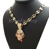 Hip Hop Iced out Tekashi69 Jigsaw pendant w/ 10mm 24" Gucci Chain Necklace
