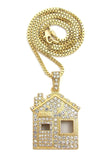 Iced Out Offset Trap House Pendant & 24" Box, Rope, Cuban Chain Hip Hop Necklace