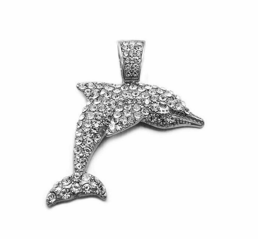 Iced out Hip Hop YOUNG DOLPH Dolphin Pendant & 20" 24" 30" Marina Chain Necklace
